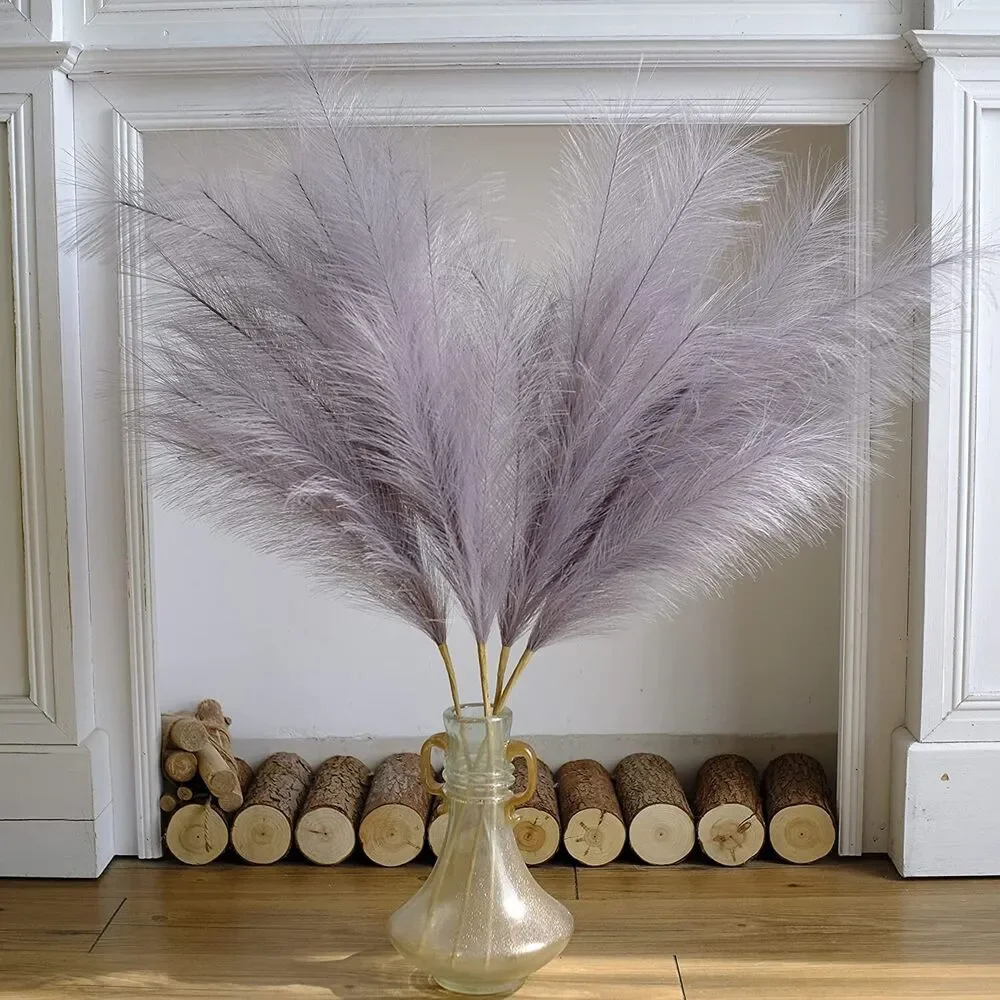 Set of 4 Gray Long Pampass Grass Branches 35'' Artificial Pampas Grass